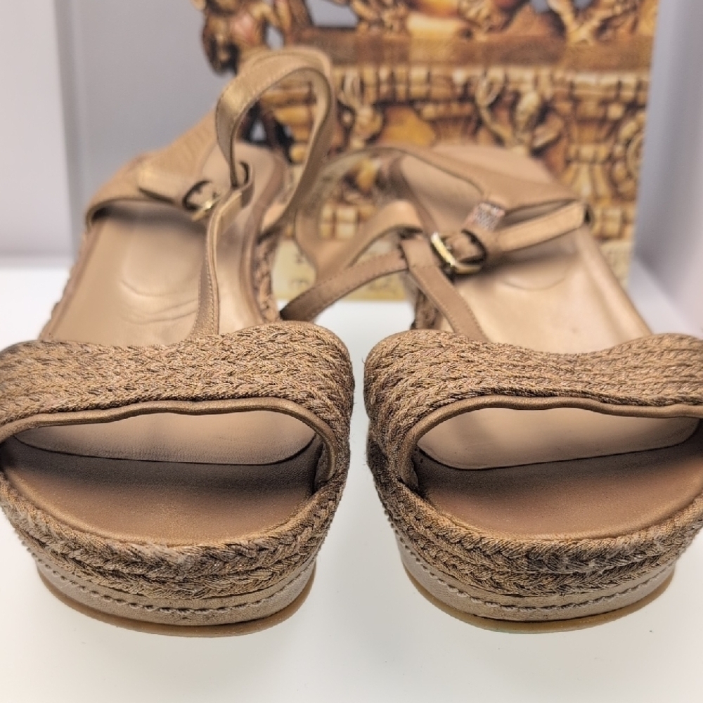 Austin Nights, Stuart Weitzman Metallic Raffia Fl… - image 4